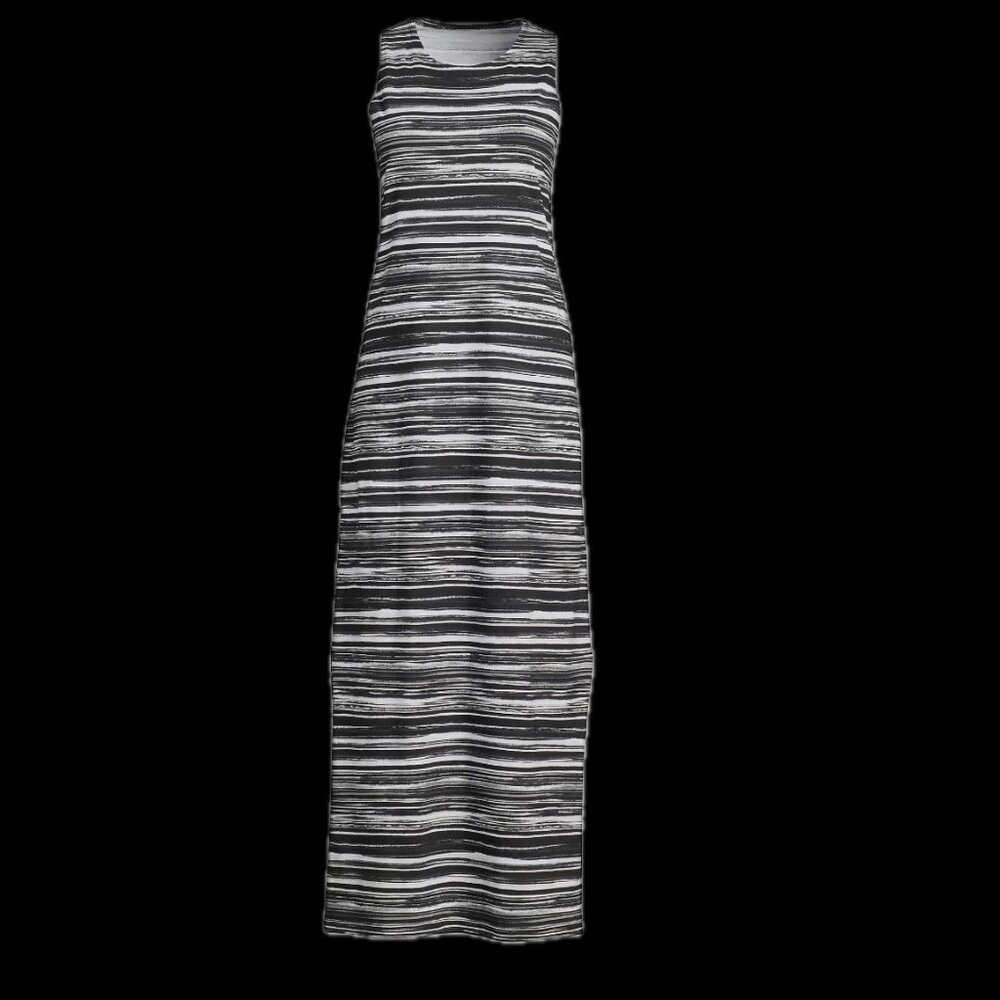 Lands' End Women's S-L LONG Sleeveless Swim Cover-up Cotton Jersey Maxi Dress Bl